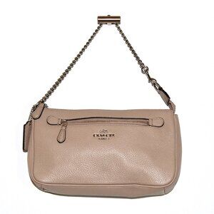 Coach Retail Beige Leather Mini Bag Silver Chain Strap Nolita Wristlet 24